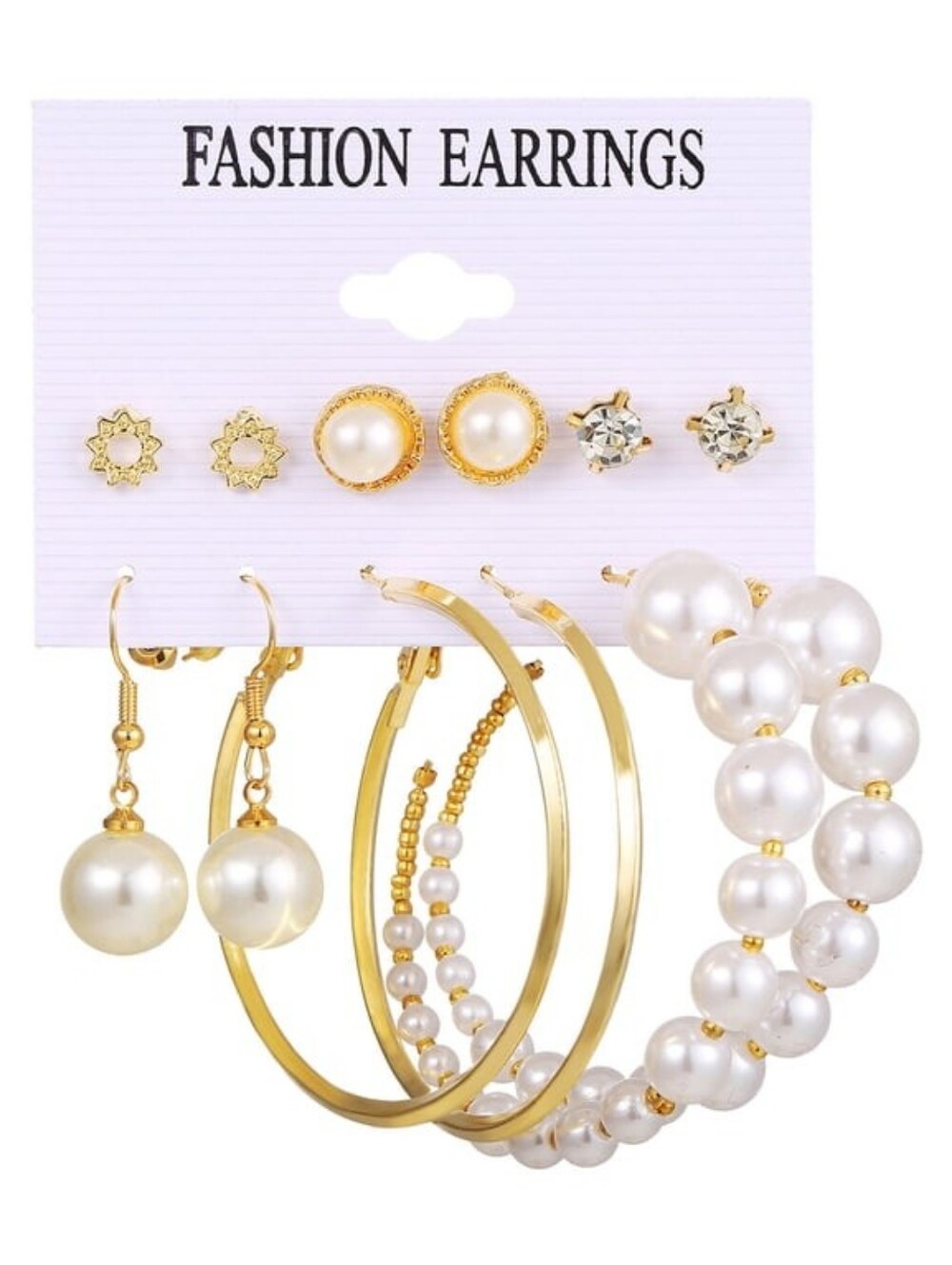 Fashion Earrings Set Of 6 Pairs New